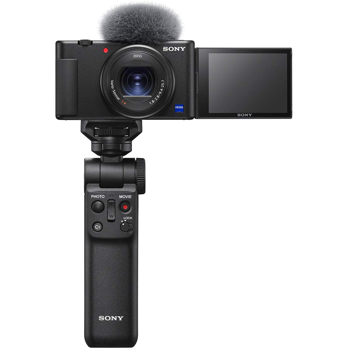 SONY(ソニー) コンパクトデジタルカメラ VLOGCAM Vlog用カメラ ZV-1 シューティンググリップキット(同梱グリップ:GP-VPT2BTブラック、バッテリーパック+1個) ウィンドスクリーン付属 24-70mm F1.8-2.8 ズームレンズ ブラック ZV-1G B商品画像