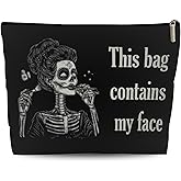 Lyiibb Goth Gifts for Women, This Bag Contains My Face, Gothic Makeup Bag, Witchy Spooky Cosmetic Bag with Zipper