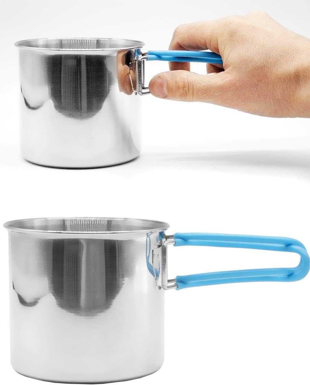Outdoor Saxx® - Outdoor Mug, Camping Cup, Camping Pot 600ml with Folding Handle, Stainless Steel for Hiking, Trekking, Camping, Mountaineering, Outdoor Adventures - Image 3