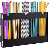 peacoblue Acrylic Straw Holder with Double Sided Adhesive Tape Reusable Tumbler Straw Organizer Storage Container for Counter Cabinet Cupboard Kitchen(Transparent)