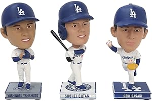 FOCO Ohtani/Sasaki/Yamamoto (LA Dodgers) Mini Bighead Bobblehead 3 Pack