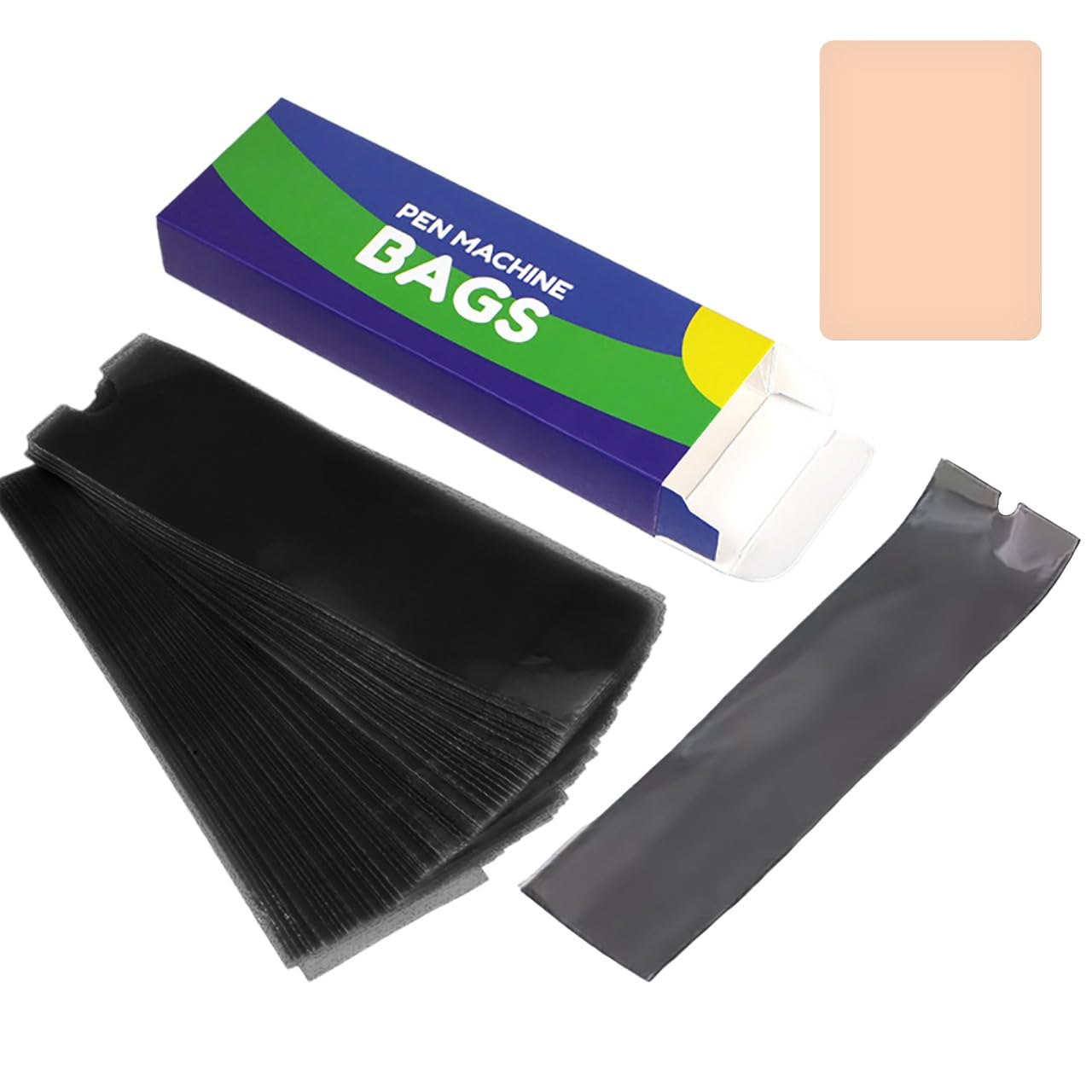 200 Pcs Disposable Tattoo Machine Covers with Practice Skin – Hygienic Tattoo Gun Sleeve Kit for Professional Tattooing – Fits Most Tattoo Machines – Black Protective Barrier (Black)