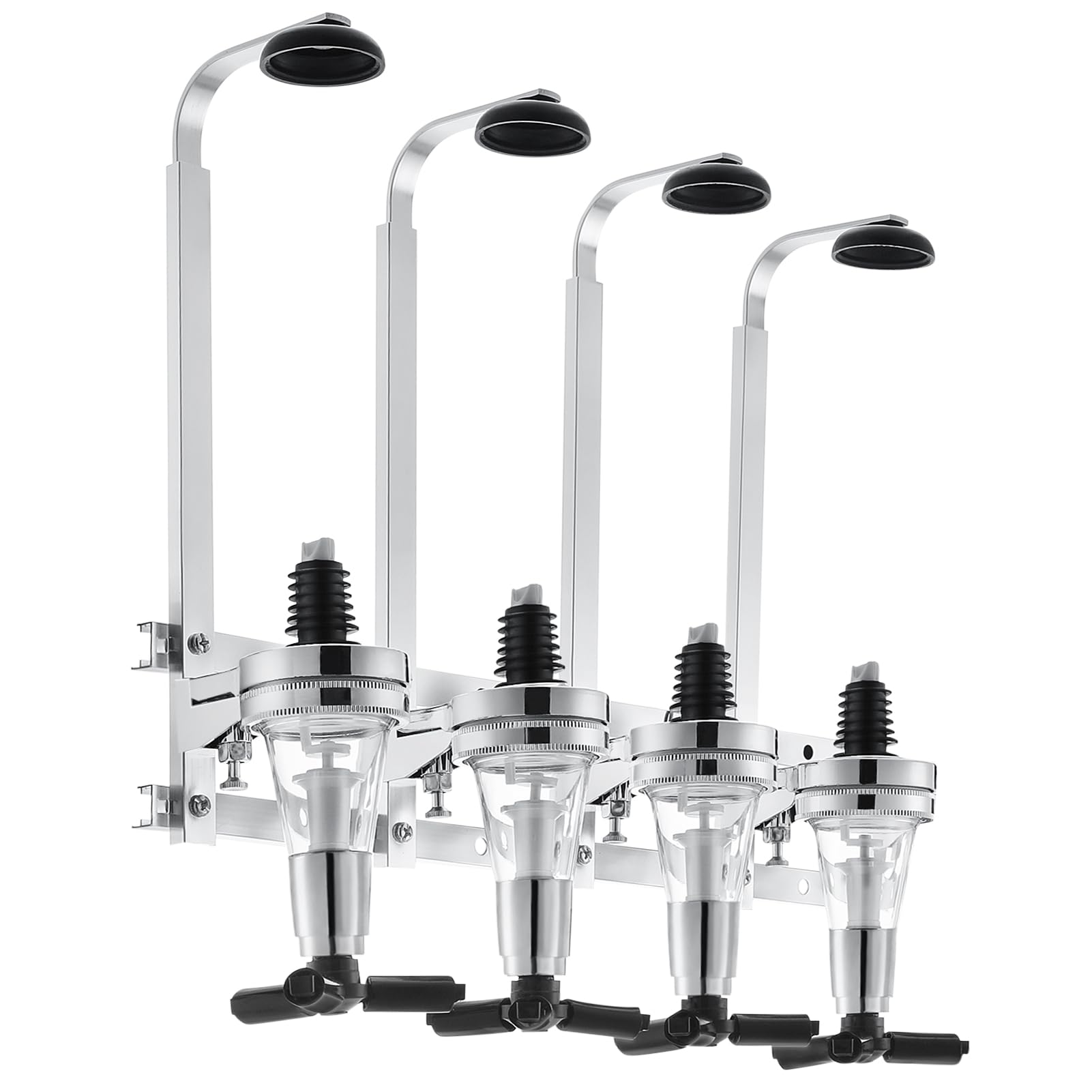 Warmiehomy 4 Bottle Stand Wall Mounted Drinks Dispenser Wine Spirits Steel Bar Butler Holder Rack Optic Dispenser for Home Bar