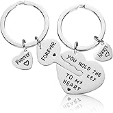 Matching Heart Keychains for Couples Boyfriend Girlfriend Cute Couple Keychain Set Personalized Birthday Anniversary Wedding Christmas Valentines Day Gift for Him Her Husband Wife Women His Hers Gifts