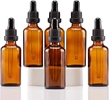 Yizhao Amber Glass Dropper Bottles 50ml 6Pcs with Glass Pipette Anti Theft Cap