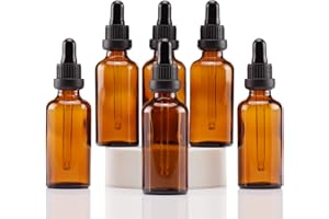 YIZHAO Amber Glass Dropper Bottle 2oz, Tincture Bottles with Glass Dropper, for Essential Oils, Aromatherapy, Cosmetic, Laboratory, Pharmacy, Liquids, Travel –6 Pcs