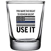 Rogue River Tactical Funny Thin Blue Line Shot Glass Gift For Police Officer Law Enforcement Remain Silent