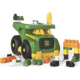 MEGA BLOKS John Deere Dump Truck Toddler Building Blocks Toy | 25 Pieces, 1 Block Buddies Figure, Storage, Green, Preschool Kids Ages 1+ Years, Easy to Build