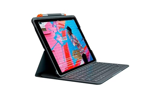 Logitech SLIM FOLIO iPad Keyboard Case 10.2 Inch, QWERTZ German Layout - Graphite Black
