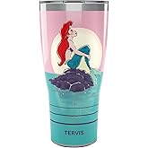 Tervis Traveler Disney The Little Mermaid Thoughtful Ariel Triple Walled Insulated Tumbler Travel Cup Keeps Drinks Cold & Hot, 30oz, Stainless Steel