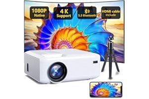 Mini Portable Projector (Built-in Speaker and Bluetooth),Native 1080P, Projector 4K Supports, Compatible with Smart Phones/TV