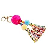 QTMY Colorful Pom Pom Beads Tassel Bag Charm
