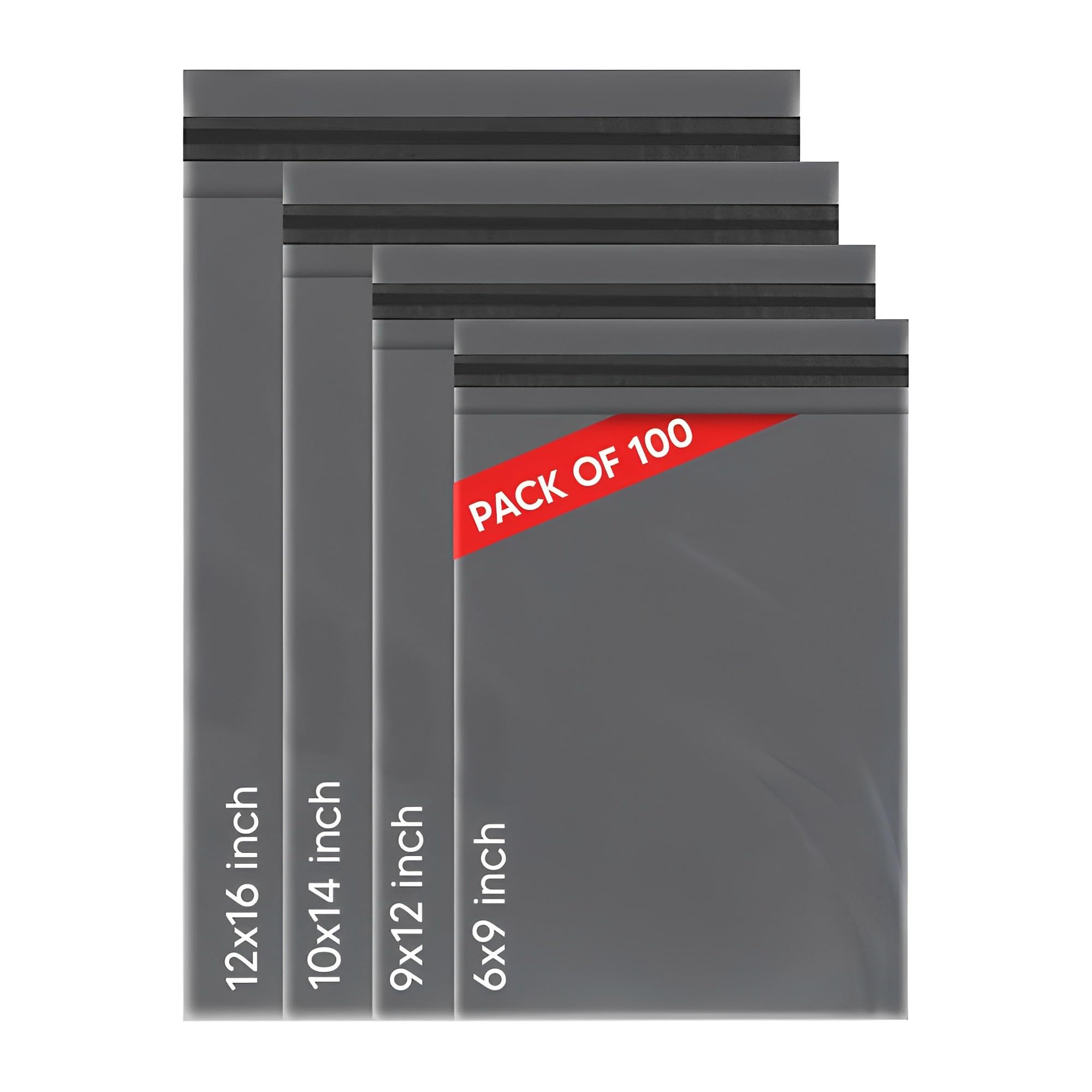 Venuscello® 100 x Mixed Size Polythene Mailing Bags Grey Postal Postage Packaging Shipping Parcel Mailers for Packing Delivery Package Mail 25pcs (6" x 9", 9" x 12", 10" x 14" & 12" x 16")