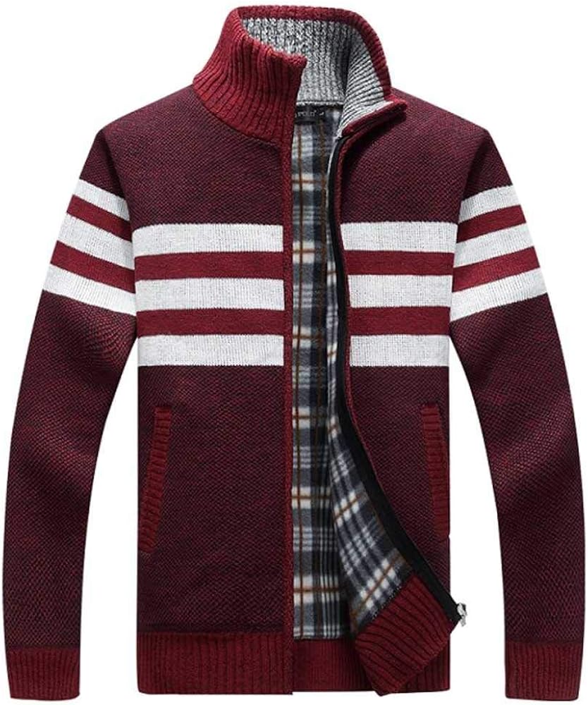 Men Fleece Sweater Casual Style Stand Collar Cotton Material Thin Wool ...