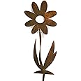 Metal Rustic and Colorful Flower Stakes Ranging from 9.5 to 36 Inches Tall (Twisted Daisy Stake 9.5" Tall, Naturally Rusted)
