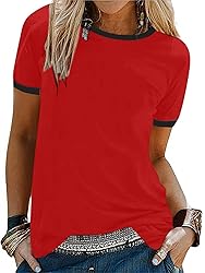 SOFIA'S CHOICE Ringer Tee Women Crew Neck Color