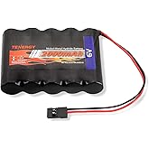 Tenergy NiMH Receiver RX Battery with Hitec Connectors 6V 2000mAh High Capacity Rechargeable Battery Pack for RC Airplanes/RC