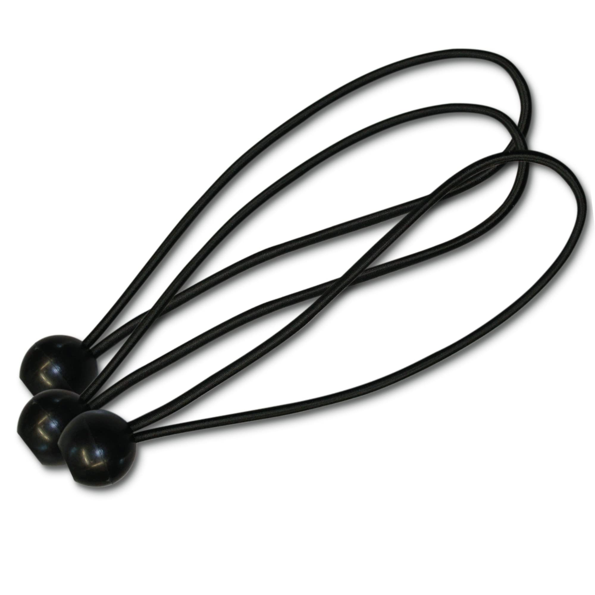 NOOR Tarpaulin Tensioners Professional 20 cm, Elasticated Guy Ropes with Ball for Attaching Tarpaulins, Bikes, Car, Garden and Much More - Particularly Durable & UV Stable - Black - Pack of 12