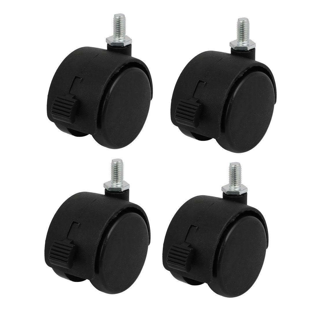 sourcingmap M8 Thread 2-inch Diameter Nylon Wheel Rotary Brake Caster Roller 4pcs