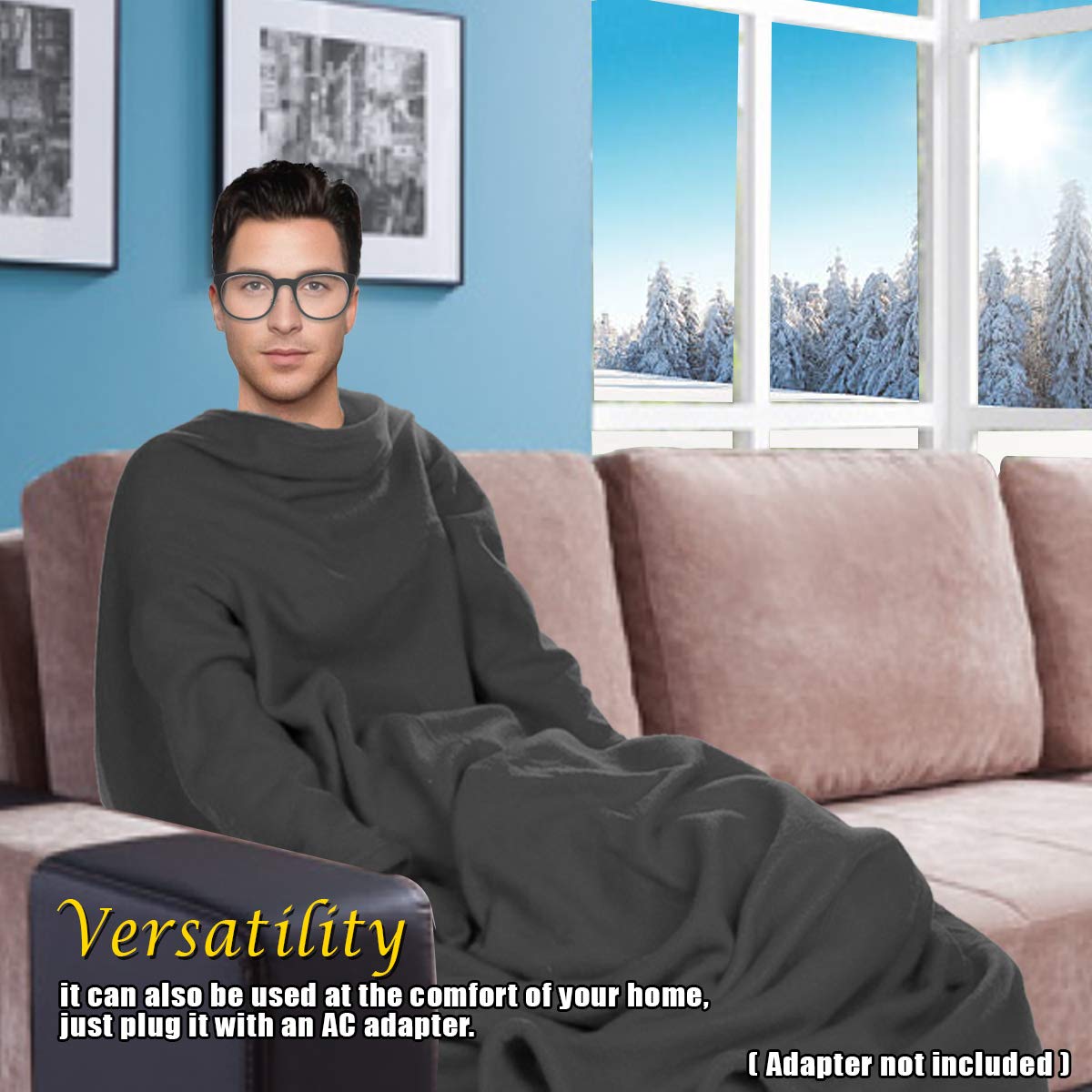 VaygWay 12V Car Heated Blanket Electric Fleece Travel Blanket Throw Soft Polar Fleece Cold