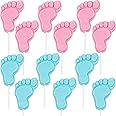 Gender Reveal Candy - Baby Feet Lollipops - Pink and Blue Suckers - 12 Pops Individually Wrapped - Baby Shower Party Favors - Candy Buffet and Decor