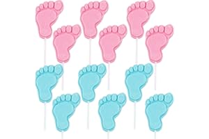 RBBZ PARTY Gender Reveal Candy - Baby Feet Lollipops - Pink and Blue Suckers - 12 Pops Individually Wrapped - Baby Shower Party Favors - Candy Buffet and Decor
