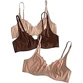 OYOANGLE Women's 3 Pack Underwire Bra No Padding Push Up Comfortable Everyday Bras