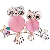 Pretty Animal Brooches Rose Gold and Platinum Plated Full Shining Crystal Brooch Pink Cat's Eye Brooch Pins