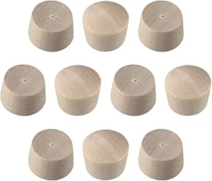 uxcell Wood Button Top Plugs 3/8 Inch Cherry Hardwood Furniture Plugs 9/25 Inch Height 50 Pcs