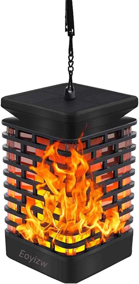 EOYIZWSolar Lantern Lights Outdoor Garden Decor, Upgraded 99LEDs Dancing Flickering Solar Hanging Flame Lights- IP65 Waterproof Tabletop Lamp Lanterns for Decor Garden Patio Path Deck Yard 1Pack