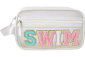 RSRSLEII Clear Chenille Letter Makeup Bag，Transparent Waterproof Cosmetic Bag, Sunscreen Accessories Storage Organization