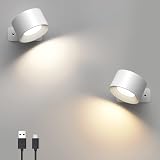 Mexllex 2PCS LED Wall Light Indoor 360° Rotatable USB Rechargeable Lamp view 1