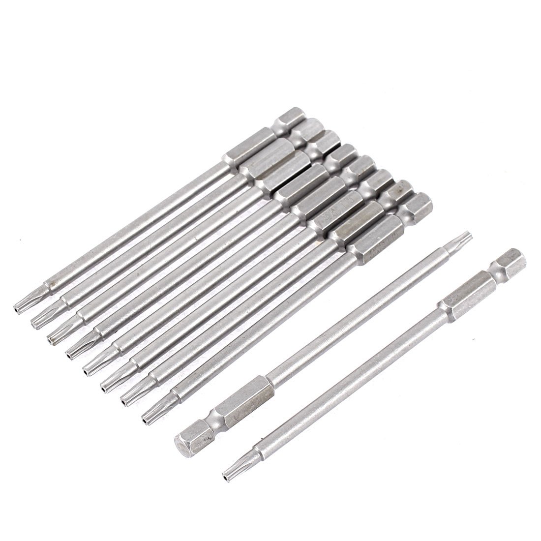 Sourcingmap 100mm T15 Hex Shank Magnetic Security Torx Screwdriver Bits Tool 10pcs