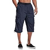 MAGCOMSEN Mens Cargo Shorts Long Capri Elastic Below The Knee 3/4 Cotton Casual Summer Shorts with Pockets