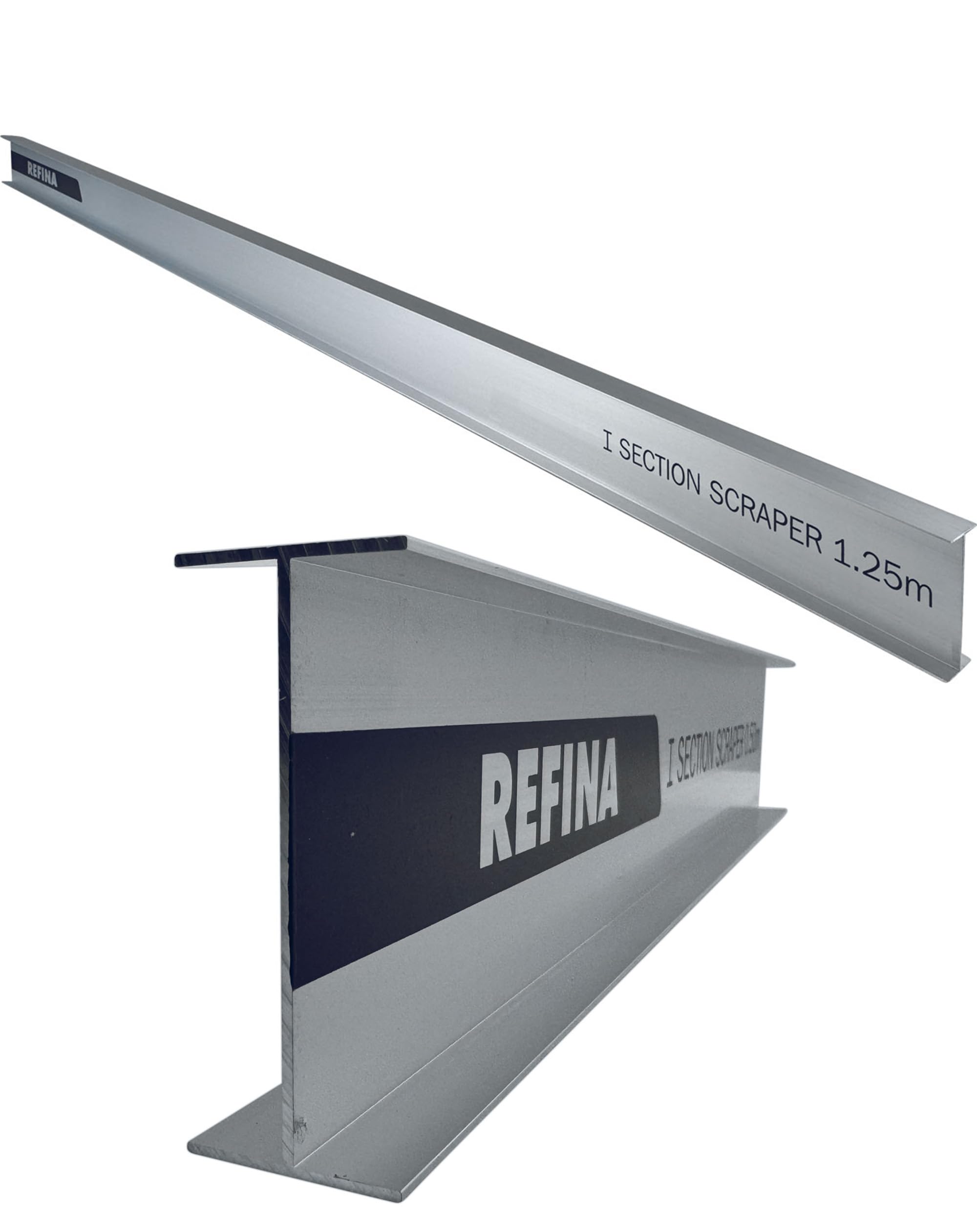 REFINA 4'0" (1.25m) I-Section Scraper Tool for Levelling, Flattening, Scraping & Render Finishes - 75 x 30mm Profile w/Straight Edge & Non-Marking Finish - Lightweight & Durable Aluminium I-Bar