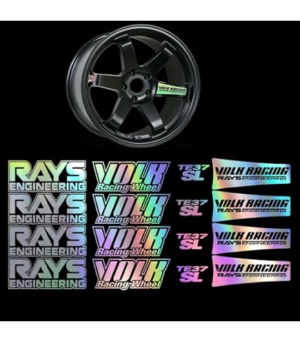 Yellow+Black JDM Reflective RAYS VOLK Racing TE37SL Wheel Rim Sticker Decal – Drift Style
