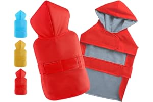 BECNBEAU Dog Raincoat Waterproof Pet Clothes Rain Jacket Poncho Rainwear Hooded Double Layer Warm Lining Leash Hole Adjustable Small Medium Dogs,Red,XXL