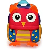 Hipiwe Little Kid Toddler Backpack Baby Boys Girls Kindergarten Pre School Bags Cute Neoprene Cartoon Backpacks for Little Kids(Red Owl)