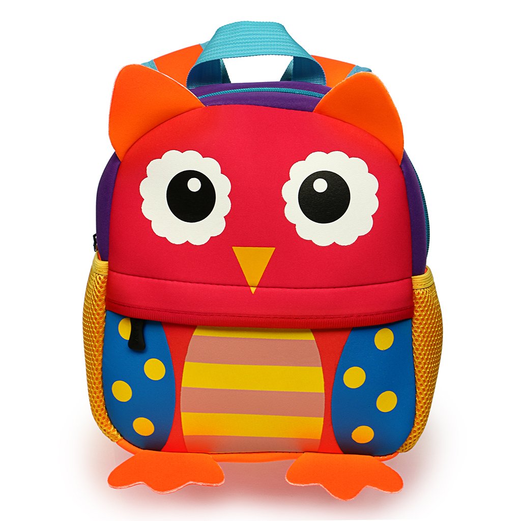 IGNPION Nursery Kids Backpacks Toddle Children School Bag Zoo Lunch Bag 3D Cute Animal Cartoon Preschool Rucksack (Owl(Small))