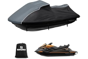 Q QUNSUNUS QUNSUNUS Waterproof Jet Ski Cover for Yamaha FX Cruiser SVHO/HO/SHO 2012-2018, Trailerable Covers with Zipper, All Weather Waverunner Cover with Straps for Wind, Sun, UV and Dust Protection