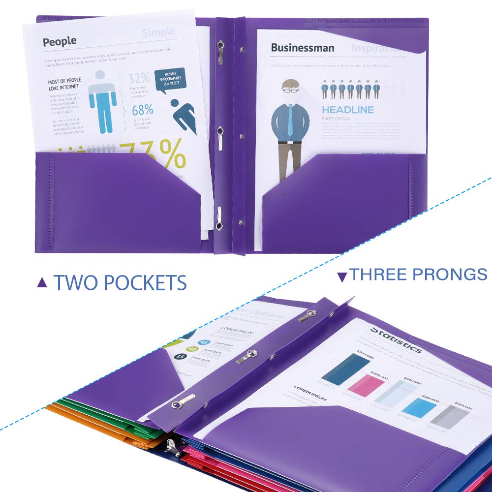 Plastic File Folders 50PCS Heavy Duty Plastic Folders 1/3 Cut Tab