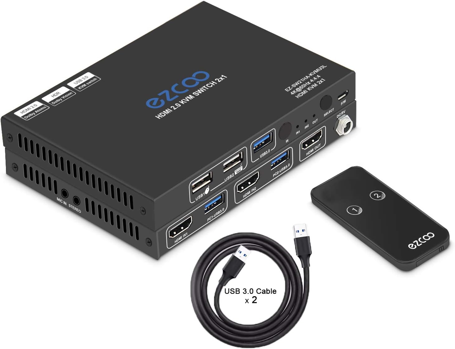 PWAY HDMI KVM Switch 4 PortUnterstützung 4K30 Hz Auflösung mit 5 Fuß