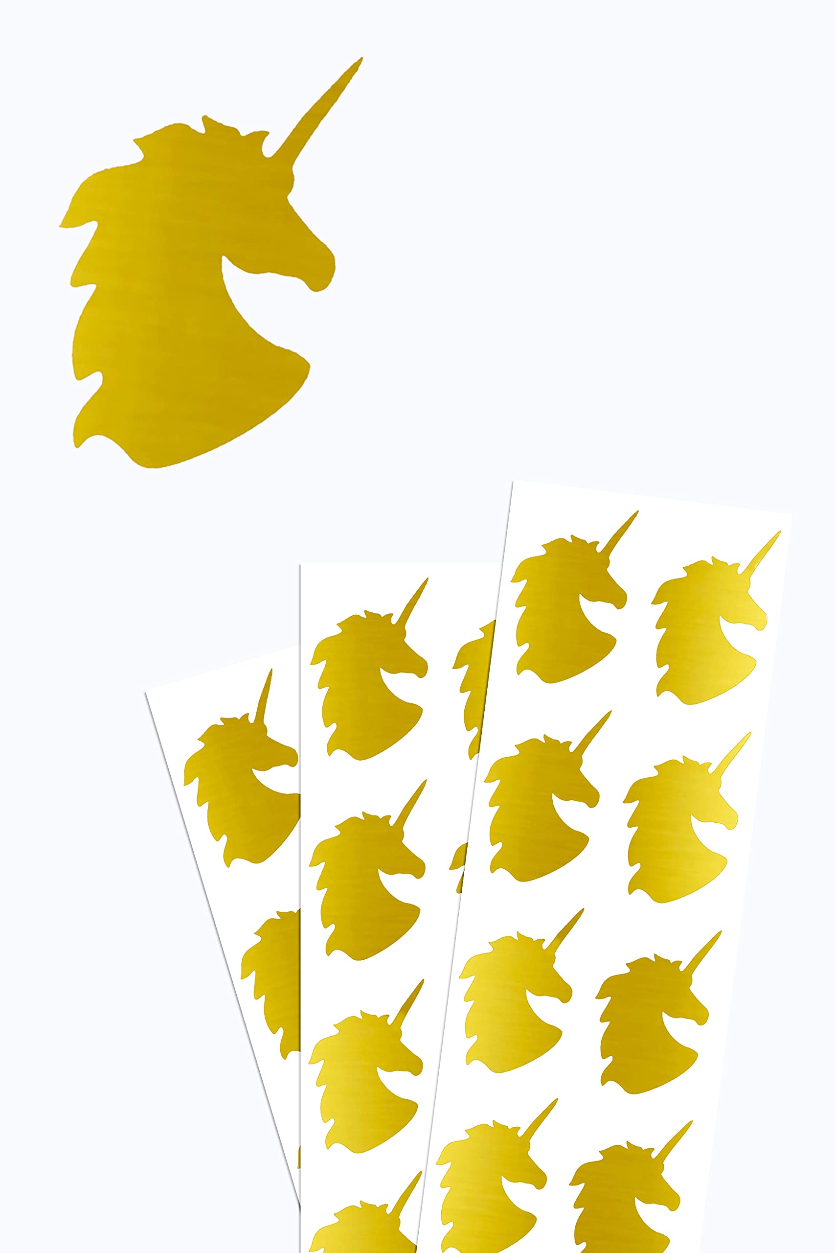 Royal Green Shiny Unicorn Silhouette Stickers for Girls 5cm (50mm) in Metallic Gold 40 Pack