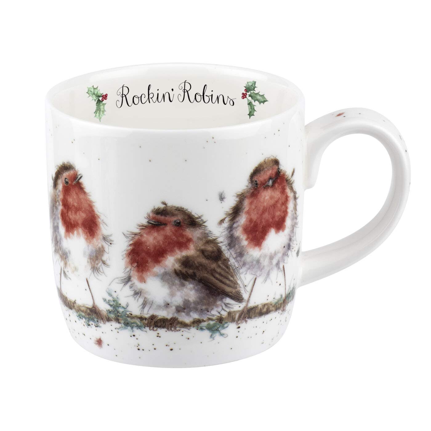 Portmeirion Wrendale Designs 'Rockin Robins' 0.3L Bone China Christmas Mug