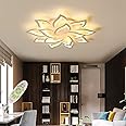 LED Dimmable Ceiling Light Modern Flower Shape Ceiling Lamp Fixture Living Room Bedroom Children's Room Flush Hanging Lamp Metal Acrylic Petal Ceiling Chandelier Lighting,14 Heads/ ø39.4″/128w