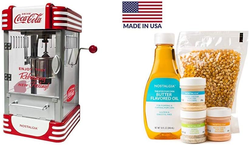 Nostalgia RKP730CK Coca-Cola 2.5-Ounce Kettle Popcorn Maker with Popcorn Kit