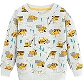 Little Hand Toddler Boys Sweatshirts Construction Truck Long Sleeve Shirts Space Planets Pullover Tractor Shirt Kid 2-7 Years