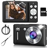 Digital Camera, 44MP Compact Camera, FHD 1080P Point and Shoot Digital Cameras with 16X Zoom, Face Detect, Smile Capture, Anti Shake, for Boys Girls Teens Gifts(Black)