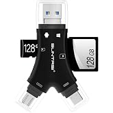 SD Card Reader for iPhone/ipad/Android/Mac/Computer/Camera,4 in1 Micro SD Card Reader Trail Camera Viewer, Portable Memory Card Reader SD Card Adapter for SD and TF Cards(Black)