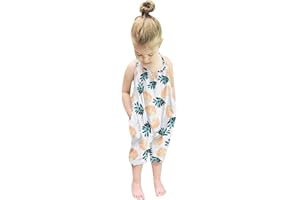 RAISEVERN Toddler Girls Halter Backless Romper Baby Kid Jumpsuit Pants Clothes with Pocket Size 1-6 T